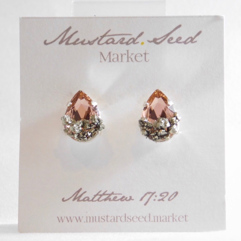 Blush Pyrite Stud Earrings | SILVER Setting
